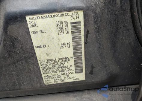 2014 Nissan Altima 2.5 Sv from USA, damaged, VIN 1N4AL3AP9EC903056